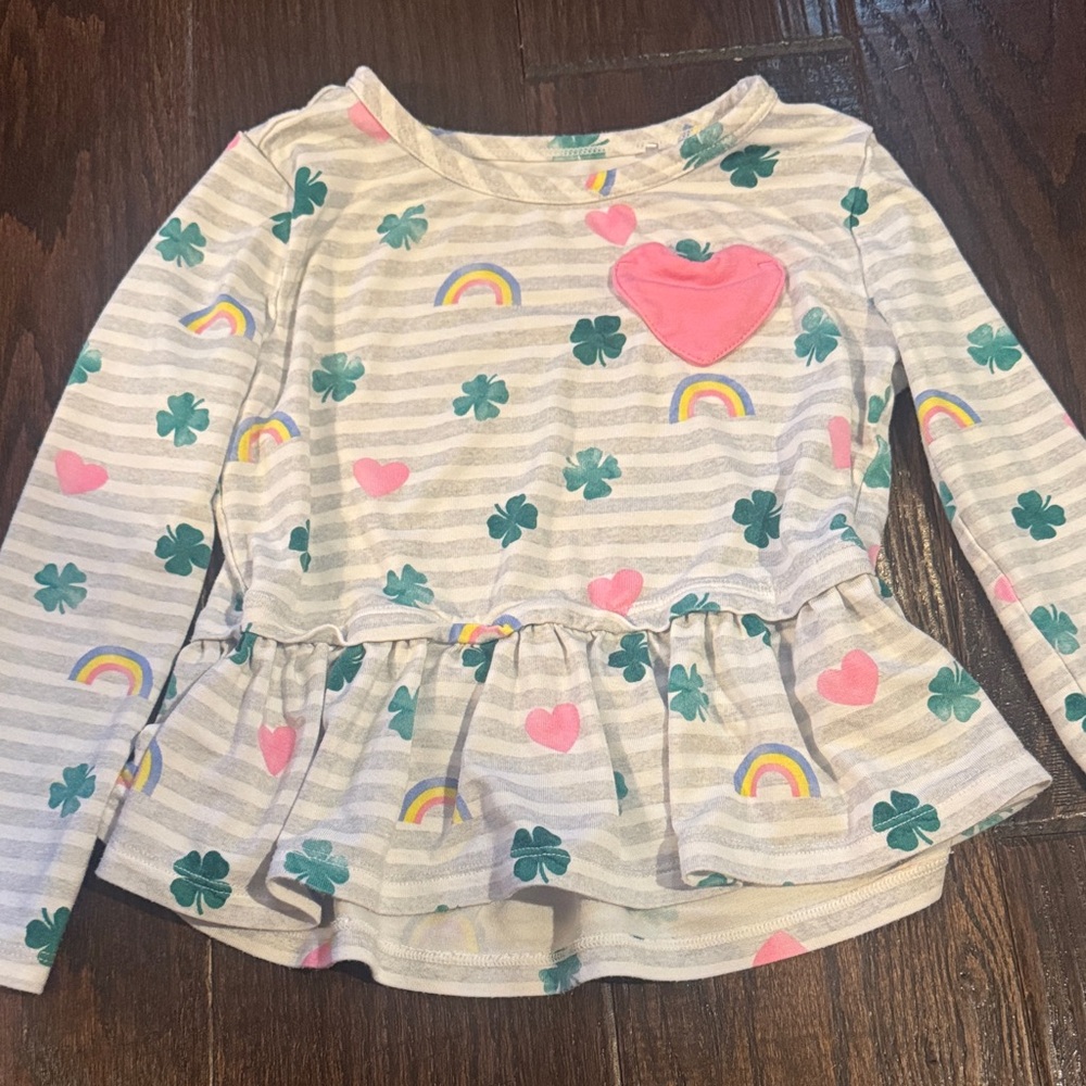 Adorable Little Sleepies St Patrick's day peplum top